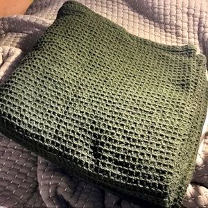 ARHAUS Waffle Throw Blanket Olive Green NEW